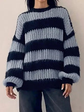 Pydshop 2024 Fashion Woman tops y2k style Casual Stripe Pullover O-Neck Oversized Sweater