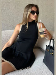 Chic Color Block Sleeveless Knit Mini Dress