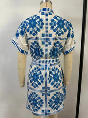 Chic Print Short Vacation Dress