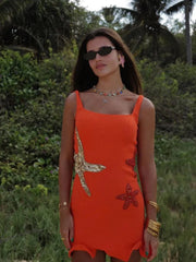 Chic Shinny Starfish Print Mini Dress