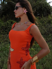 Chic Shinny Starfish Print Mini Dress