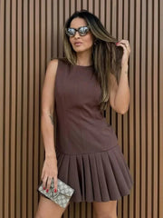 Chic Sleeveless Pleated Mini Dress