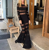 Chic Solid Hollow Out Maxi Dress