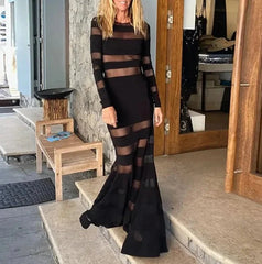 Chic Solid Hollow Out Maxi Dress