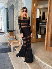 Chic Solid Hollow Out Maxi Dress