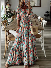 Chic V-Neck Floral Printed Maxi Dress