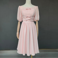 Chiffon Tea-Length Princess Wedding Dress