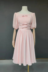 Chiffon Tea-Length Princess Wedding Dress