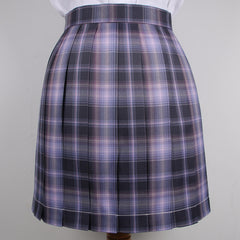 Skirt / Bow JK Purple-Blue plaid uniform skirt