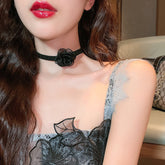 Aesthetic black camellia choker