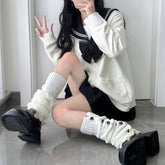 Aesthetic button lace leg warmers