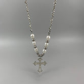 Alt pearl cross necklace
