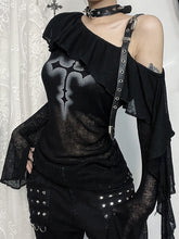 Alternative cross ruffled collar top