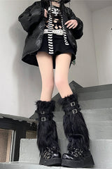 Artificial fur y2k garters leg warmers