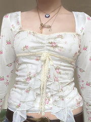 Aurora floral girl lace top