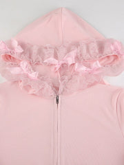 Barbie pink lace hoodie