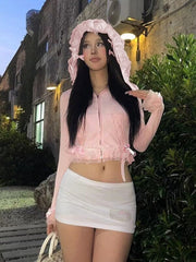 Barbie pink lace hoodie