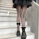 Black flocking bow tights