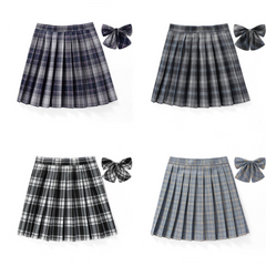 Black Grey JK vintage plaid uniform skirt