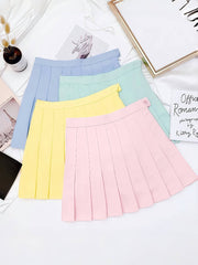 Candy solid pleated mini skirt