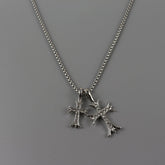 Double cross aesthetic necklace