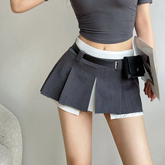 Fake-2 pieces mini skirt