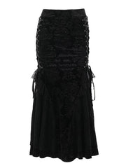 Goth floral jacquard fishtail skirt