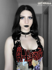 Goth rivet halter cami top