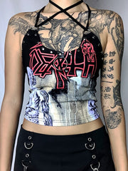 Goth rivet halter cami top