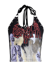 Goth rivet halter cami top