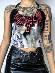 Goth rivet halter cami top