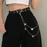 Butterflies beads heart buckle chain belt