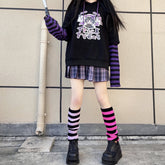 Harajuku girl mix stripes leg warmers