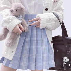 Blue Purple JK vintage plaid seifuku uniform skirt