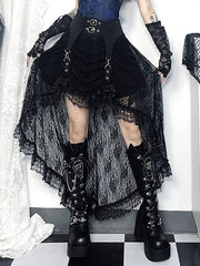 Alternative irregular lace fishtail skirt