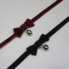 Lolita bow bell velvet choker