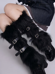 Artificial fur y2k garters leg warmers