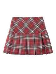 Plus size Academia red mini skirt