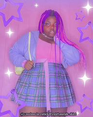 Back to Stock Plus size E-girl purple plaid skirt