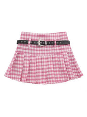 Plus Size Pink academia belt skirt