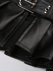 Punk charm rivet belt mini skirt