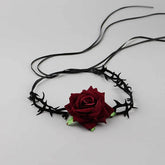Rose camellia gothic choker