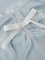 Sienna bow blue halter top