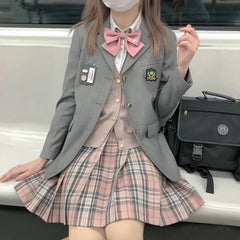 Skirt / Bow JK Valentine Pink plaid uniform skirt