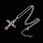 Vintage punk diamond cross necklace