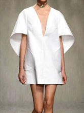 Deep V-Neck Half Sleeve Loose Mini Dress