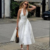 Deep V Sexy Slim Fit Backless Halter Dress