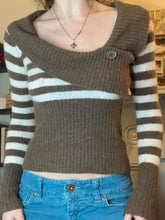 Pydshop 2024 Fashion Woman tops y2k style Vintage Stripe Asymmetrical Skinny Sweater