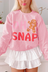 Pink OH SNAP Gingerbread Man Christmas Pullover Sweatshirt
