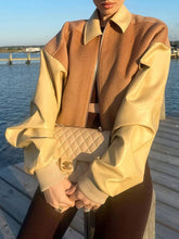 Pydshop 2024 Fashion Woman tops y2k style Vintage Zip Up PU Leather Patchwork Jacket